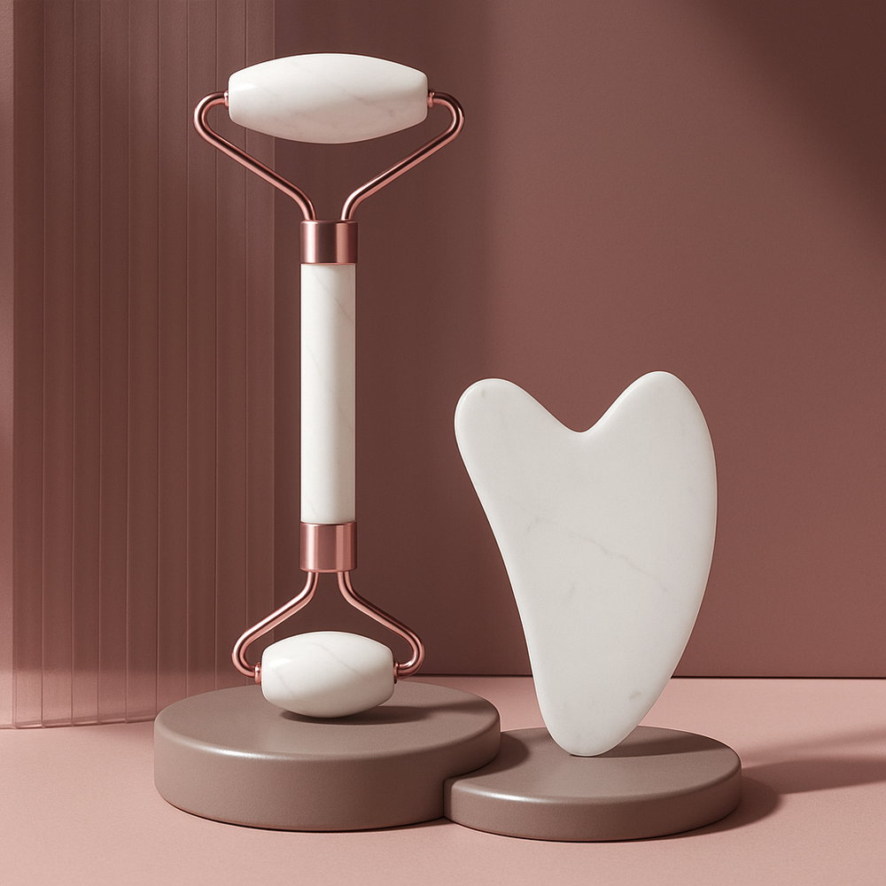 Duo Rouleau & Gua Sha en Résine – Rituel Massage Visage