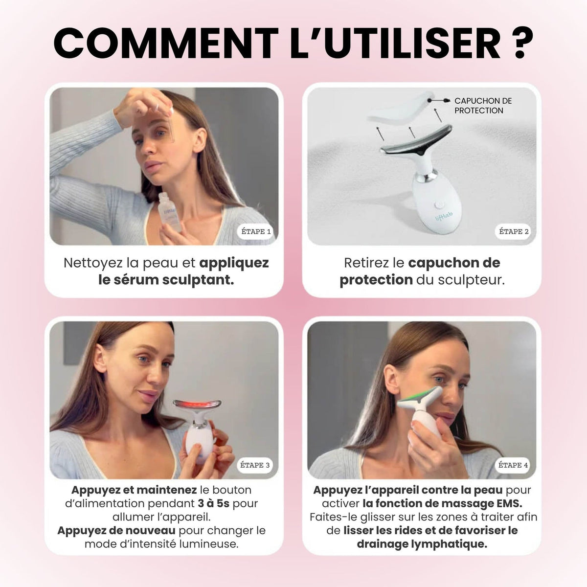 Appareil Sculpteur Visage & Cou LED – Soin Anti-Âge